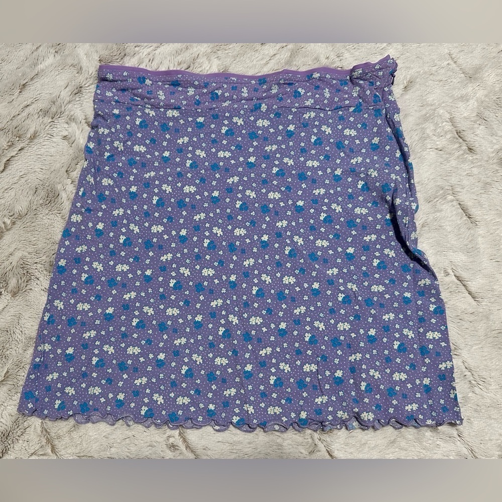 Free People Irl Floral Ice Combo Viscose Purple Silky Mini Slip Skirt - Picture 2 of 11
